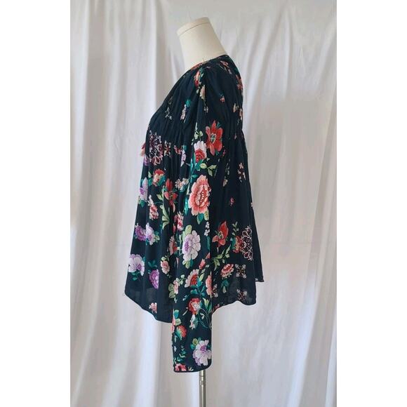 Johnny Was Womens Designer Black Embroidered Multi Harley Top Small Tasseled - Picture 5 of 7